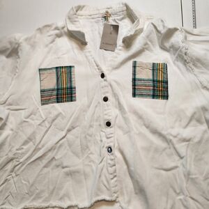 Kids White Shirt with Plaid Pockets